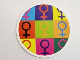 Round Rainbow Color Repeating Female Signs Cool Sticker Decal Embellishm... - $2.22