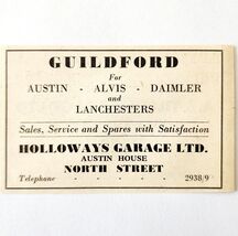 1954 Holloways Garage Guildford Car Dealership Advertisement Automobilia... - $14.01 CAD