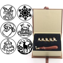 Wax Seal Stamp Set, 6PCS Christmas Tree Elk Snowflake Santa Claus Sealing Stamp - £15.49 GBP