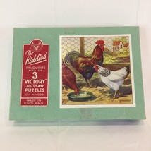 The Kiddies 3 Victory Wooden Jigsaw Puzzles Micklewright Rooster Ducks E... - $48.51
