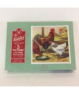 The Kiddies 3 Victory Wooden Jigsaw Puzzles Micklewright Rooster Ducks E... - £38.15 GBP