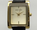 Anne Klein Watch Women Gold Tone2 8mm Rectangle Black Leather Band New B... - £19.56 GBP