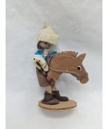 Vintage Handmade Polish Boy On Toy Horse Figurine 4&quot; - £23.52 GBP