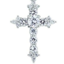 Cross Pendant Necklace 0.40CT Round Diamond 14K White Gold Over,18&quot; Free Chain - £54.18 GBP