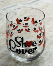 Great Wine Glass. Perfect for Shoe Lovers. Has Red Heels and Black Hearts. - £18.82 GBP