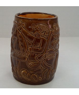 vintage clay ceramic pottery coffee mug with raised graphic conqueror an... - $19.75