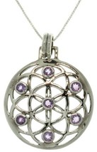 Jewelry Trends Sterling Silver Amethyst Flower of Life Pendant on 18 Inch Box Ch - £62.91 GBP
