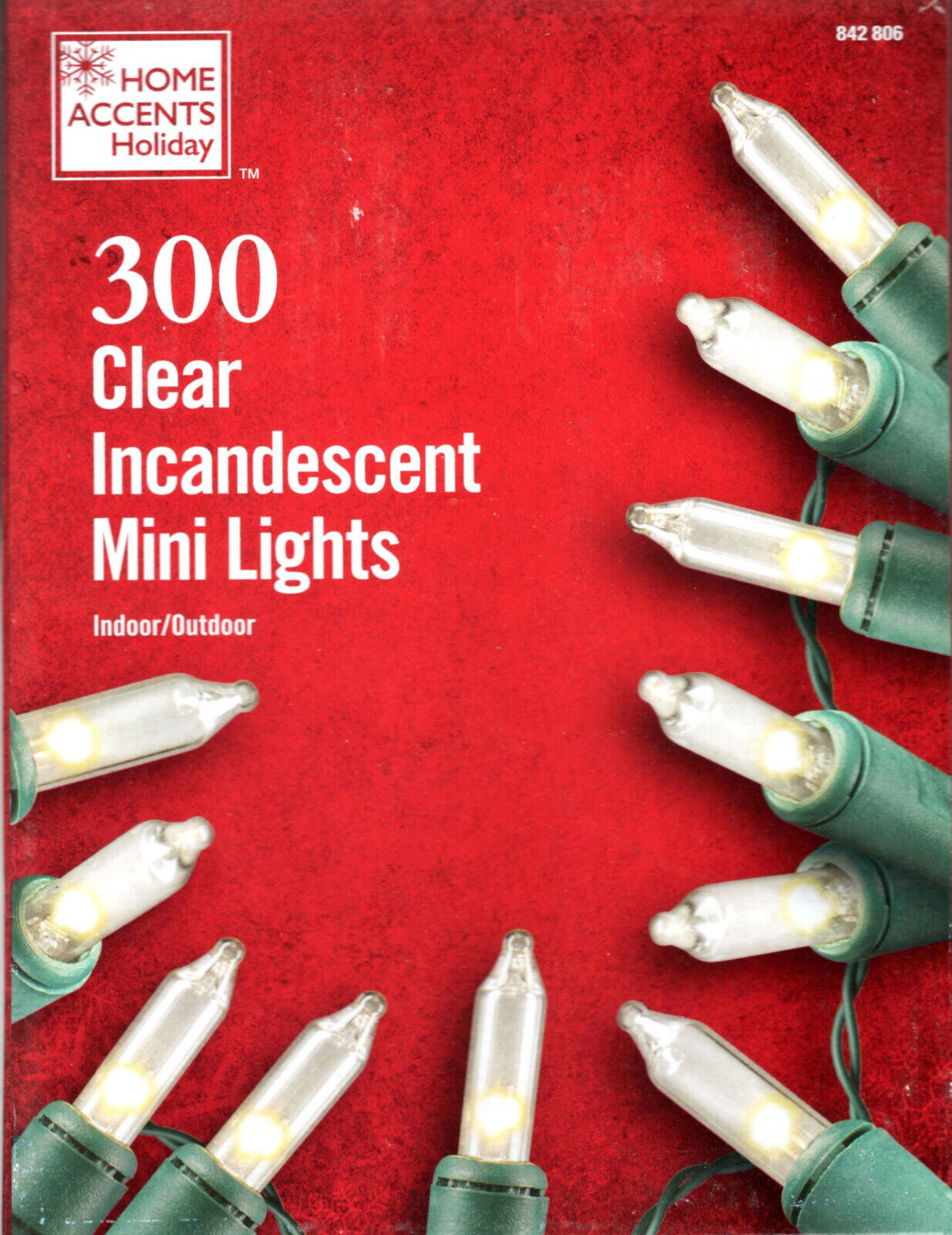 HOME ACCENTS HOLIDAY 300CT CLEAR INCANDESCENT MINI LIGHTS 68&#39; GREEN WIRE... - $9.98