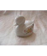 Vintage Action Porcelain Duck Trinket Box Floral Design Original Sticker... - $32.07