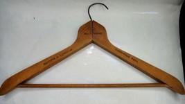 Vintage Wooden Clothes Hanger W Metal Hook Isaac Singer Clothier Carbondale Pa - £10.04 GBP