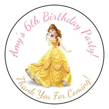 12 Personalized Belle Birthday Party Stickers Favors Labels tags 2.5&quot; Princess - £9.61 GBP