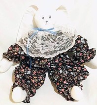 Fancy Cloth Floral Bunny Rabbit Plush 18” Dressy Romper Doll Blue Pink Black - £25.58 GBP