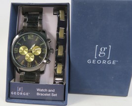 George Men&#39;s Analog Black and Bracelet Watch Set - £10.46 GBP