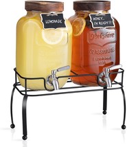 Glass Drink Dispenser for Parties 1 Gallon Beverage Dispenser with Stand and Spi - £81.93 GBP
