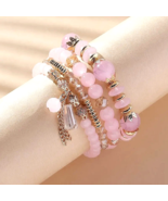 Stack Layering Beads Wrap Bohemian Bracelet W/ Charms Stretch Multi-Colo... - €12,86 EUR
