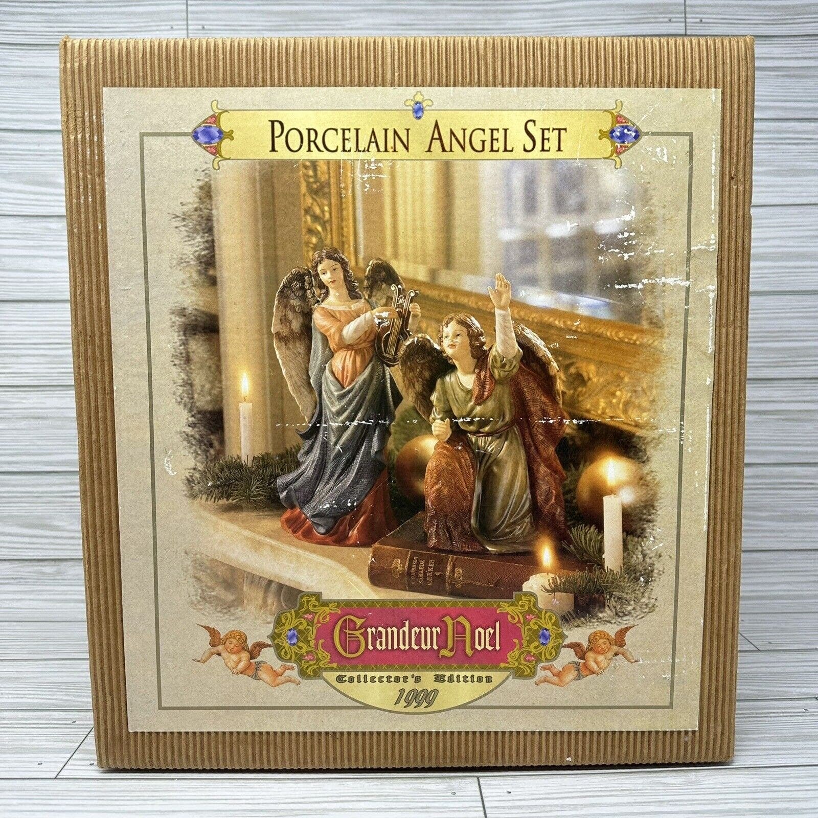 Primary image for Grandeur Noel Porcelain Angels Figurines 1999 N0120 Christmas Religious Decor
