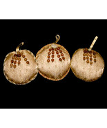 Set #2 - 3 Round Tapestry Christmas Ornaments with Brown Beads - £7.03 GBP