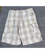 Lee Dungarees Cargo Shorts Boys 18 Husky White Brown Plaid Cotton Dressy... - £10.12 GBP