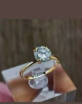 7 mm Big Solitaire Round Diamond Wedding Engagement Ring 14k Yellow Gold Finish - £67.20 GBP