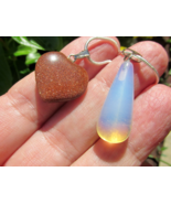 Very Beautiful Opalite Drop Necklace, 925 Silver, Handmade - £12.86 GBP