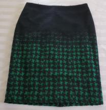 Talbots Black &amp; Green Geometric Wool Blend Skirt Misses Size 4 - $14.84