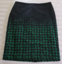 Talbots Black &amp; Green Geometric Wool Blend Skirt Misses Size 4 - $20.31 CAD