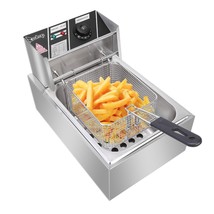 Electric Stainless Steel Deep Fryer Basket 6.3QT/6L Countertop Commercial Home - £47.95 GBP