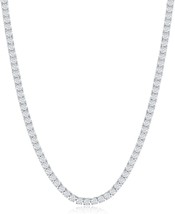 Tennis Necklace for Women and Men 3mm Round Cubic Zirconia Tennis Necklace Silve - £61.25 GBP