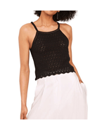 French Connection Nora Crochet Sleeveless Top, Black, Size Large, (10/12... - $53.34 CAD