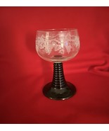 8 Vtg Wine Glasses Grape &amp; leaves Green Ribbed Stems EUC - $75.87 CAD