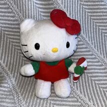 Hello Kitty by Sanrio 6" Candy Cane Plush Red Bow Jakks Pacific 2010 Chr... - $10.48