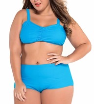 New Sexy Blue High Waist Bikini Swimsuit Plus Size XXL XXXL - £18.55 GBP