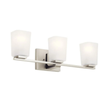 New Brushed Nickel Lighting Roehm 3 Light Bath Vanity Approved for Damp ... - $119.95