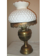 Vintage Oil Lamp Style Hurricane Brass Table Lamp Bubble Milk Glass Shad... - £115.10 GBP