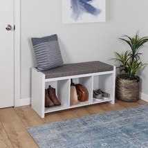 Honey-Can-Do Cube Organizer Bench With Shoe Storage And Seat, 09613 White - £73.38 GBP