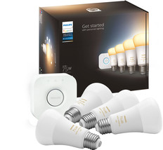 Philips Hue White Ambiance A19 LED Smart Light Bulb Starter Kit - 4 Pack - £143.18 GBP