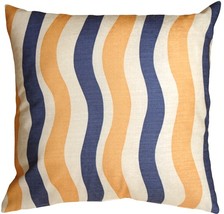 Country Stripes Blue and Yellow 20x20 Throw Pillow, with Polyfill Insert - £24.07 GBP