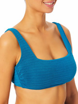 Time and Tru Women&#39;s Solid Ribbed Square Neck Bikini Top Blue Size L(12-14) - $343.37 MXN