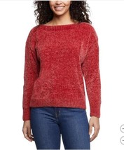 Orvis Womens Sweater Dark Pink Chenille Boatneck Long Sleeves Textured P... - $864.77 MXN