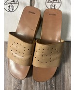HERMES H logo Evelyn wood sole sandals women&#39;s size 39 - $5,121.80 MXN