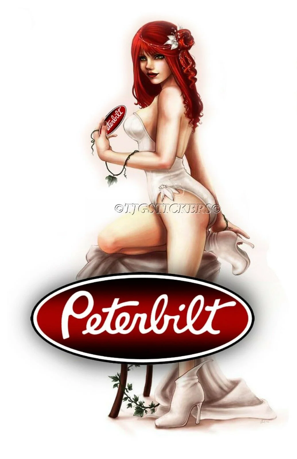 For peterbilt feather girl sticker decal truck garage label mancave toolbox thumb200