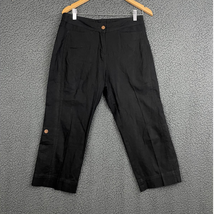 Woolrich Black Linen Cotton Capri Pants Sz 6 Style 1210 Casual Pockets W... - £13.61 GBP