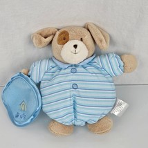 Carters Stuffed Plush Puppy Dog White Blue Stripe Chubby Plump Satin Blanket Tan - $79.19