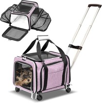 AAA Airline Approved Expandable Premium Pet Carrier On Wheels- Two Sided Rolling - £80.96 GBP