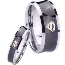 Tungsten Carbide Superman Wedding Band Ring - Silver Black Color - Price for one - $39.99