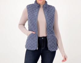 Cuddl Duds Quilted Cuddly Sherpa with Fleece Vest- Bluestone, LARGE (A54... - £38.94 GBP