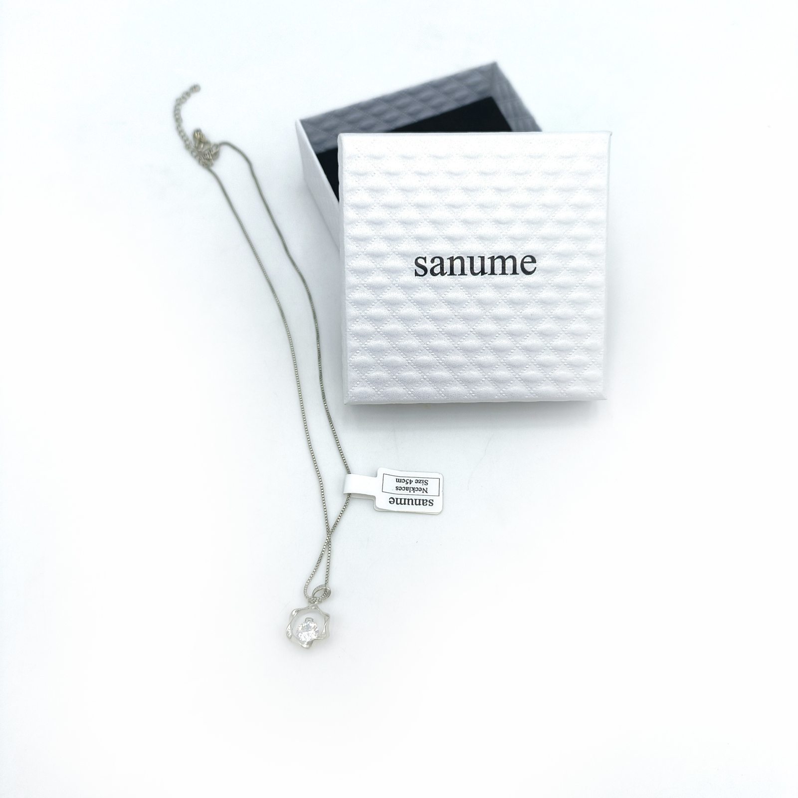 sanume Necklaces Fashion Adjustable Silver Necklace with Faux Diamond for Women - £17.27 GBP