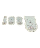 Vintage Floral Embroidered Table Runners Dresser Scarf Set Matching Vict... - £36.75 GBP