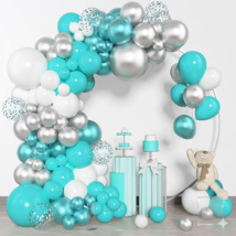 153pcs Teal Balloon Arch Kit Aqua Blue Silver Party Decor - $39.99