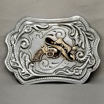 Vintage Belt Buckle Stamped Western Revolver Hat Cowboy Cowgirl Rodeo Six - £23.44 GBP